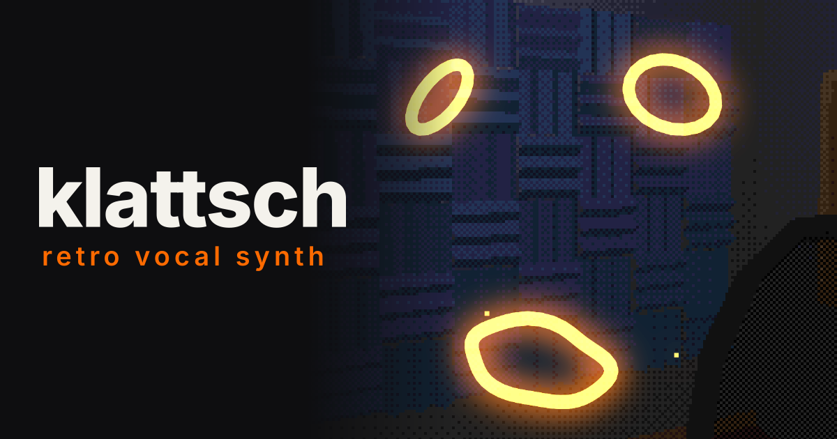klattsch social card: a glowing face singing in a recording booth